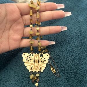Fairy Style Wood and Gem Necklace